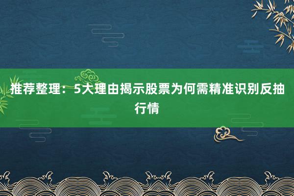 推荐整理：5大理由揭示股票为何需精准识别反抽行情