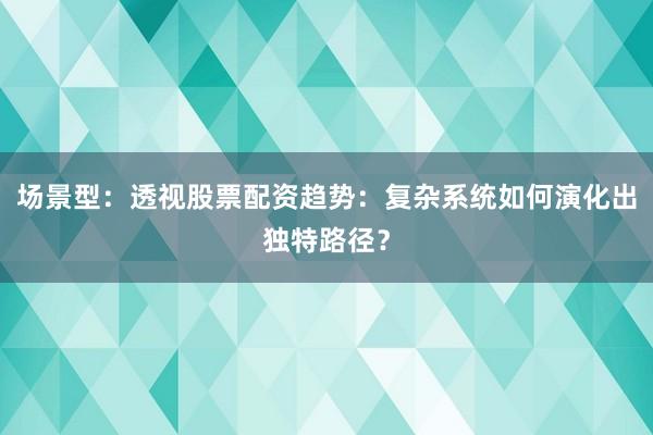 场景型：透视股票配资趋势：复杂系统如何演化出独特路径？