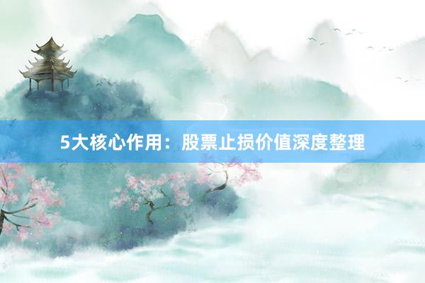 5大核心作用：股票止损价值深度整理