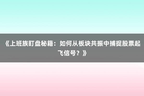 《上班族盯盘秘籍：如何从板块共振中捕捉股票起飞信号？》