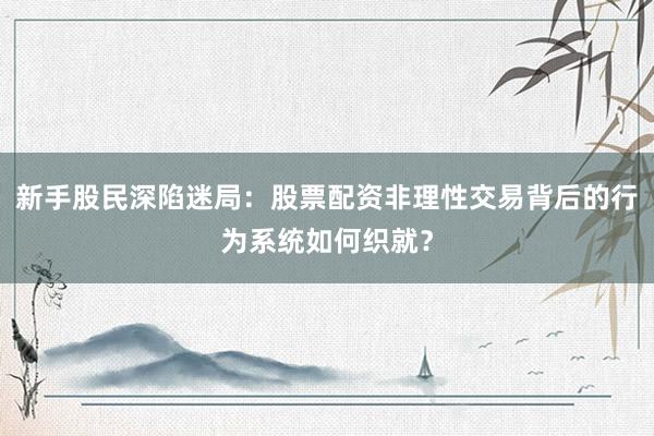 新手股民深陷迷局:股票配资非理性交易背后的行为系统如何织就?