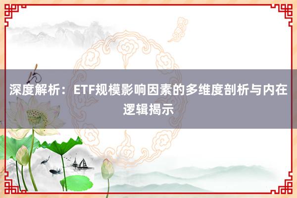 深度解析：ETF规模影响因素的多维度剖析与内在逻辑揭示