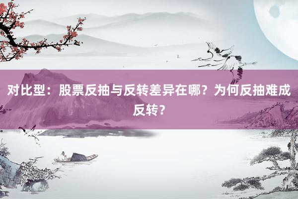 对比型：股票反抽与反转差异在哪？为何反抽难成反转？